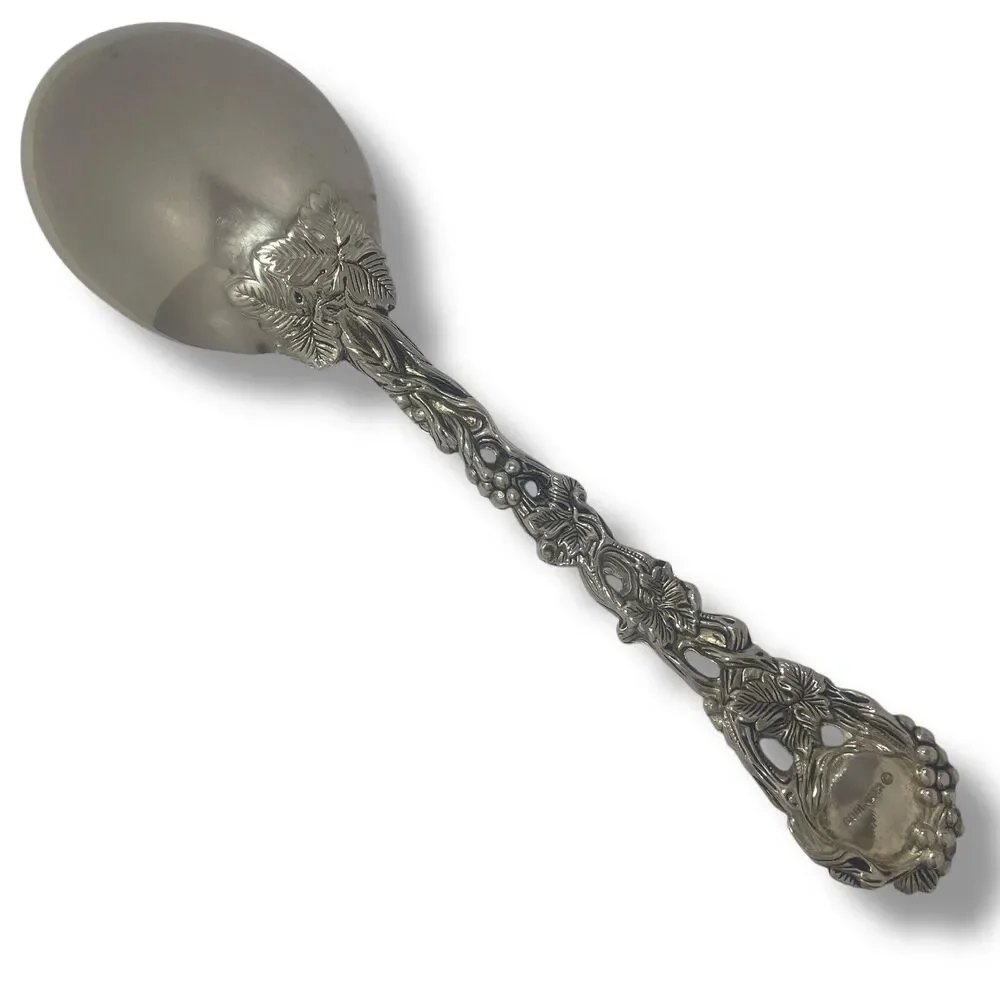 Godinger Silverplated Serving Spoon & Fork Set Ornate Grapevine Handle Vintage